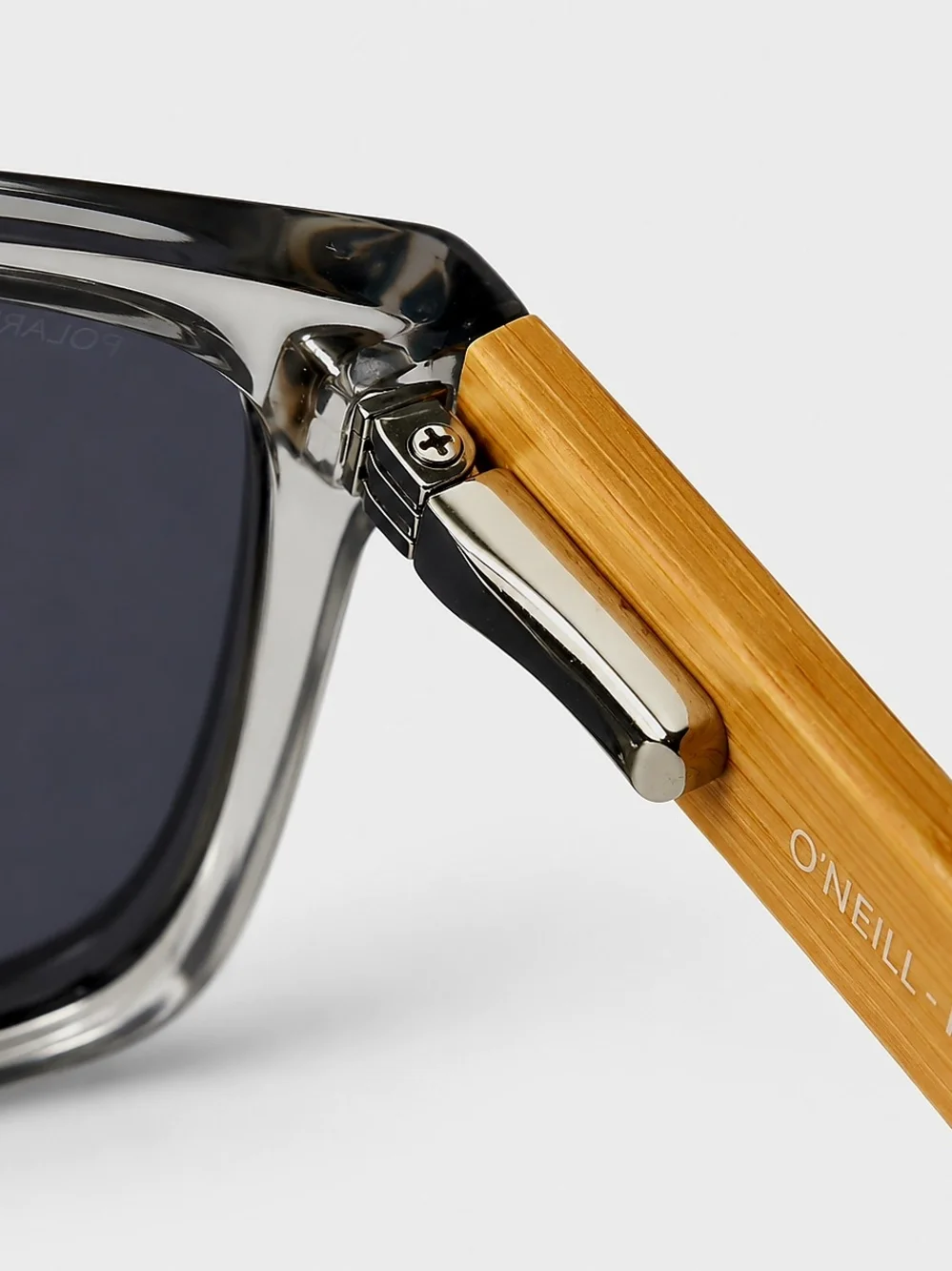 O'NEILL Sunglasses Gray Lenses Clear Transparent Frame Wood Temples Unisex